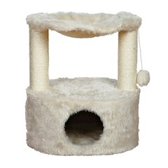 Baza Grande Plush & Sisal 24" Cat Tree, Cat Condo and Hammock, Cat Toy, Cream