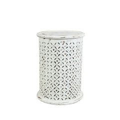 Decker Distressed Hardwood Global Drum End Table