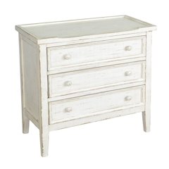 White Solid Wood Nightstand with Drawers, Farmhouse End Table with Storage