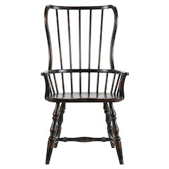 Wood-Frame Spindle Arm Chair for Kitchen and Dining Room, Black