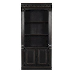 Cherry Veneer Tall Bookcase with Open Shelves, Black