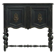 Birch Veneer Storage Chest with Distressed-Finish Detail for Entryway, Black