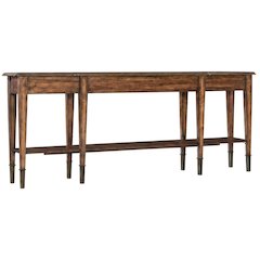 Acacia Wood Skinny Console Table with Drawers for Entryway with Storage, Brown