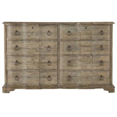 Poplar and Cedar Veneer Dresser with 8 Drawers, Distressed Wood Finish, Brown