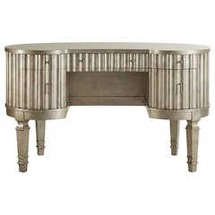 Hardwood Fluted Kidney Writing Desk with Drawers for Executive Storage, Gold