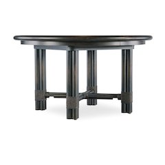 Retreat Pole Rattan Round Dining Table with 1-20in Leaf