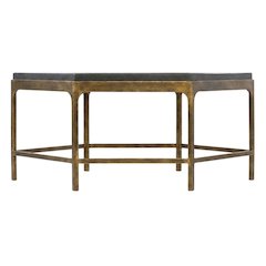 Mango Wood and Iron Round Cocktail Table with Metal Base for Living Room, Gold