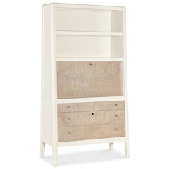 Hera Secretary Desk Hub with Storage in Cream Colored Wood by Hooker Furnishings