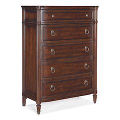 Hooker Furniture Charleston 5-Drawer Wood Chest in Maraschino Cherry Brown