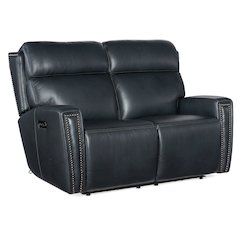 Ruthe Zero Gravity Power Recline Loveseat with Power Headrest in Blue Leather