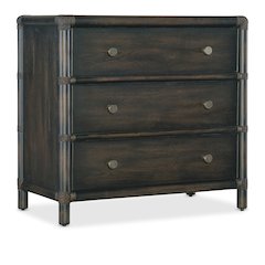 Retreat Wood Pole Rattan Nightstand in Black by Hooker Furniture