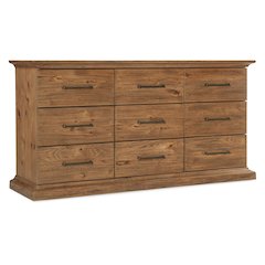 Hooker Furniture Big Sky Veneers and Solid Wood Nine Drawer Dresser in Brown