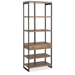 Hooker Furniture 5 Shelf Bookcase in Medium Wood and Gray