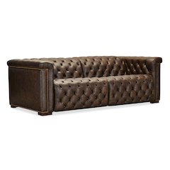 Savion Deux Brown Leather Sofa with Power Recliners and Power Headrests