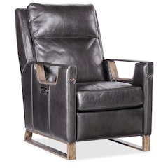 Relic Power Recliner w/Power Headrest in Black Leather by Hooker Furnishings