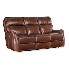 Harlan Zero Gravity Leather Power Sofa in Brown by Hooker Furniture