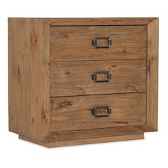 Hooker Furniture Big Sky Veneers and Solid Wood Three Drawer Nightstand in Brown