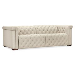 Savion Deux Beige Fabric Sofa with Power Recliners and Power Headrests