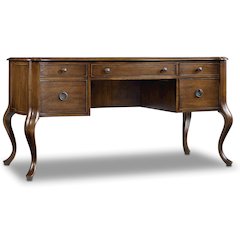 Hooker Furniture Archivist Solid Rubber Wood 4-Drawers Writing Desk in Pecan
