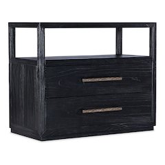 Linville Falls Shou Sugi Ban Two Drawer Wood Nightstand in Black by Hooker
