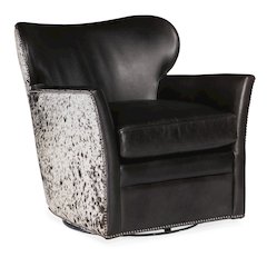 Kato Leather Living Room Swivel Chair w/ Salt Pepper HOH