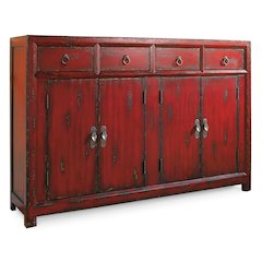 58'' Red Asian Cabinet