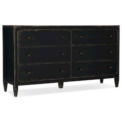 Ciao Bella 6 Drawer Wood Dresser in Distressed Black Finish by Hooker Furniture