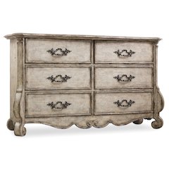 Hooker Furniture Chatelet 6 Drawer Dresser in Distressed Vintage White