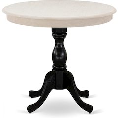 East West Furniture Antique 36" Round Kitchen Table for Compact Space - Wirebrushed Butter Cream Top & Black Pedestal