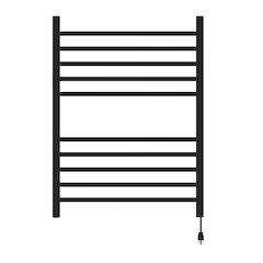 Radiant Square Hardwired + Plug-in Combo 10 Bar Towel Warmer in Matte Black