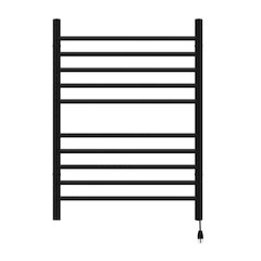 Radiant Hardwired + Plug-in Combo Straight 10 Bar Towel Warmer in Matte Black