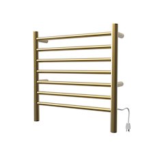 Radiant Small Hardwired + Plug-in Combo 7 Bar Towel Warmer in Satin Brass