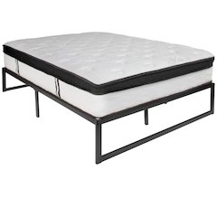 14 Inch Metal Platform Bed Frame with 12 Inch Memory Foam Pocket Spring Mattress in a Box (No Box Spring Required) - Full