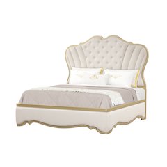 Athena Ivory and Gold Scalloped Bed, Queen