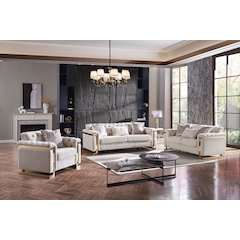 Chloe Tufted 2-piece Living Room Set with Gold Accents