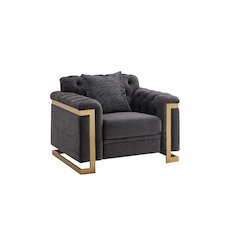 Riya Modern Gray Arm Chair with Gold Accents
