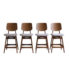 Oscar Wood Counter Chair in Walnut/Dark Gray (Set of 4)