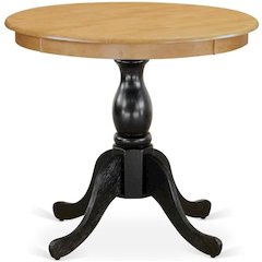 East West Furniture Mid Century Dining Table - Oak Table Top and Black Pedestal Leg Finish