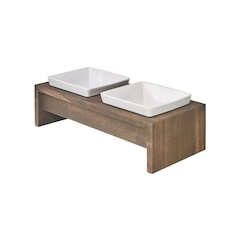 Artisan Wood Feeder - Double in Walnut Fabric Finish Size - MED