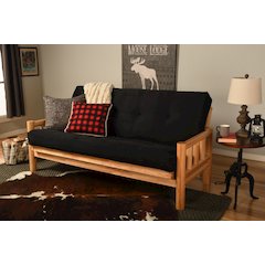 Lodge Frame-Natural Finish-Suede Black Mattress