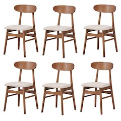 Morocco Wood Dining Chairs (Set of 6), Natural