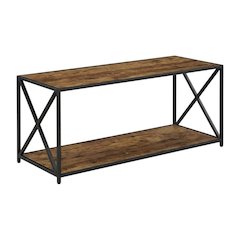Barnwood Black Coffee Table with Shelf and Particle Board Surface, Living Room