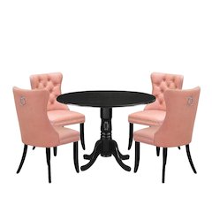 5 Piece Rubberwood Dining Room Table Set for 4 with Square Kitchen Table