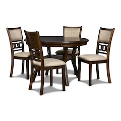 Gia 5-Piece 47" Wood Round Dining Set, Brown