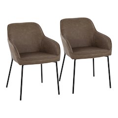 Black Steel, Espresso PU Daniella Dining Chair - Set of 2