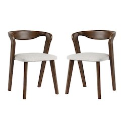 Rich Walnut Dining Chairs with Solid Wood Construction in Set of 2