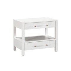White Burl Wood Nightstand with 22-Inch Height and Modern Design