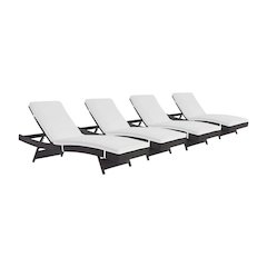 Set Of 4 Outdoor Lounge Chairs With Cushions For Patio Relaxation