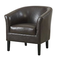 Brown Armchair with Faux Leather Upholstery and Cushioned Seat for Modern Living