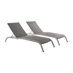 Outdoor Patio Chaise Lounge Set Of 2 With Comfortable Cushioned Design